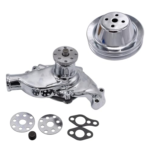 Tiny Force Aluminum Water Pump with Chrome Pulley for SBC V8