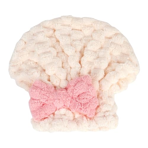 Image of NFI essentials Microfiber Hair Towel Cap Warp Super Absorbent Wet Hair Drying Head Turban, Pookie Bow Knot for Girls Salon Quick Dry Shower with Button for Women
