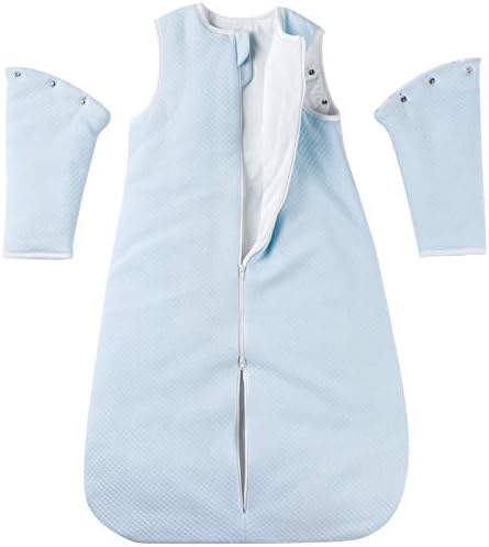 Chuchu Puff Baby Sleeping Bag, Autumn and Winter, Detachable Long Sleeves 2.5 Tog Inverted Zipper Warm Wearable Blanket Super Soft Breathable Cotton Baby Sleep Bag fit Infants and Toddler, 3-6 Months