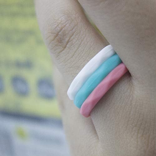 Silicone Wedding Rings for Women, 10-Pack Thin Rubber Wedding Bands Stackable Ring, Fashion Colorful Silicone Rings Women