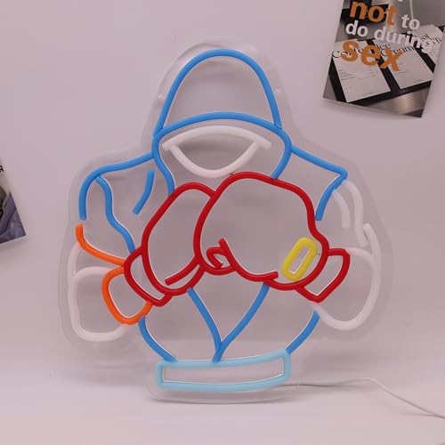 Image of Boxing Neon Sign, USB Powered LED Light for Gym Room Decor | Boxing Wall Decor for Bedroom, Game Room, Fitness Room, Party Decoration and Boxing Fans Gift