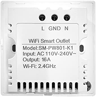 Xenon Smart WiFi Wall Socket, with Energy Monitoring, Overload Protection Wall Outlet, Work with Alexa Google Home, Timer | Voice | Remote Control, No Hub Required, UK Standard White,1 Pack