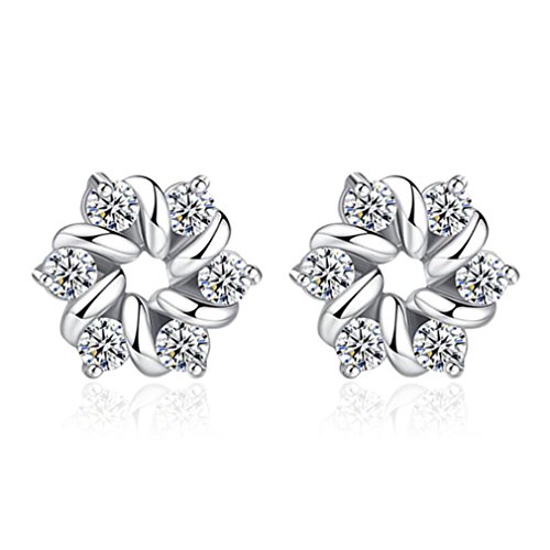 Wiftly Damen Mädchen Ohrringe Silber 925 mit Zirkonia Glitzer Glückliche Blume Süß Ohrstecker Einfache Frauen Tochter Studs Ohrschmuck Cover