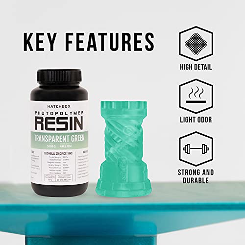 Resina HATCHBOX 3D UV 405 nm 500 ml verde transparente - Fernando Cortés Resina HATCHBOX 3D UV 405 nm 500 ml verde transparente - Fernando Cortés