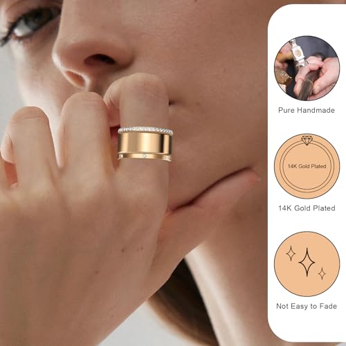 ZOOROO 2-Pack 14K Gold Plated Stacking Rings for Oura Ring 5/Oura Ring Gen 4/Oura Ring Gen 3, Cubic Zirconia Simulated Diamond Stackable Bands for Women by ZOOROO - Used condition - Image 4