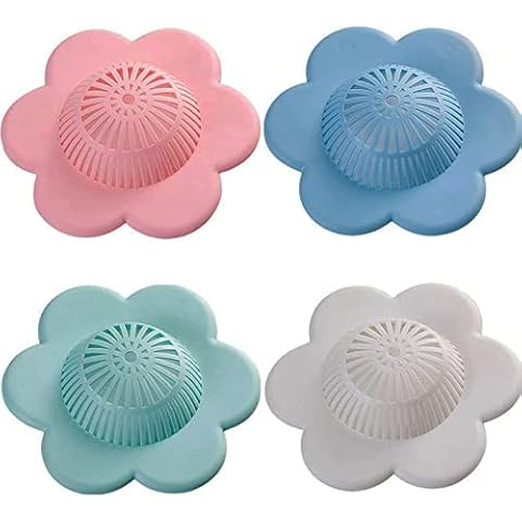 Wild Tribe Bathtub and Shower Drain Protectors with Suction Cups Easiest Hair Catchers Soft Silicone 4 flower Cover