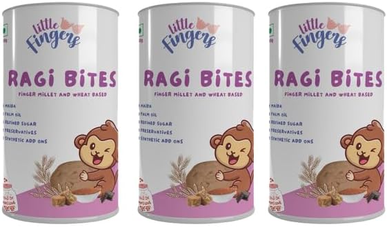 Little Fingers Healthy Nutritious Cookies With No Refined Sugar And Preservatives For Kids - 150 Grams Each (Chocolate Flavoured Ragi Bites, 3)