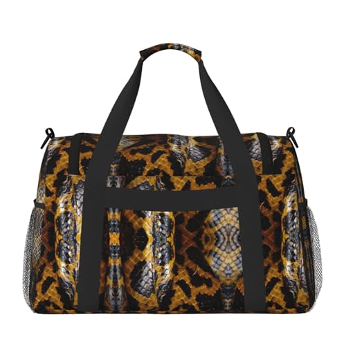 Yellow Snake print Personal Item Bag Large Duffel Bag Travel Bag Weekender Bag Gym Bag Tote Duffel bag2