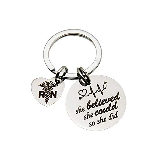 Clest F&H She Believed She Could so She Did Inspirador Citar Amor Corazon Colgante Acero Inoxidable Llavero 25mm Llavero