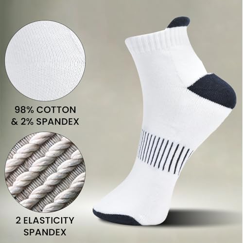 Kass & Smith 4 Pairs Mens Cushioned Ankle Socks Low Cut Athletic Breathable Comfort Casual Socks | Anti-Blister Wicking Cushioned Hight Tab Running Socks (Multicolor)2