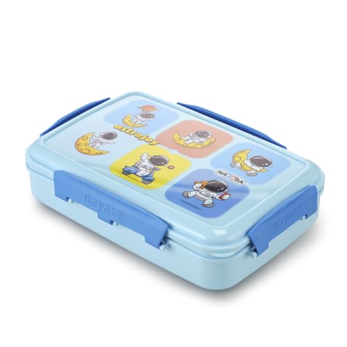Image of Nayasa On The Go DLX Big Lunch Box | Leakproof, Durable & Spacious | Perfect for School Kids, Office, & Travel | Keeps Food Fresh | Stylish & Convenient Design | Blue