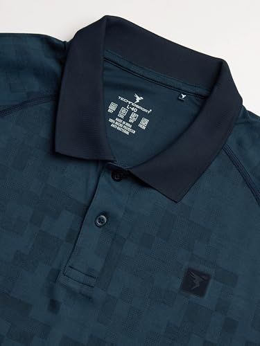 Image of TECHNOSPORT Men's Slim Fit Printed Half Sleeve Polo T-Shirt with Matpiq for Casual & Regular Use