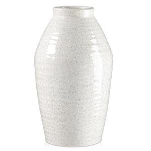 Ceramic Rustic Farmhouse Vase for Flowers Pampas Grass, 10.6″ Large Floor Vases Decorative Tall, Beige Flower Vase, Ellipse Boho Vase Vintage Decor Room Coffee Table Living Room, Kitchen,Wedding