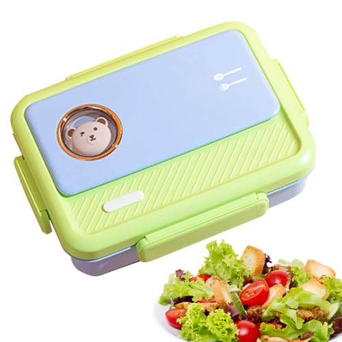Caja de Almuerzo de Acero Inoxidable,Recipientes Para Bocadillos | Metálica con Compartimento Separador y Tapa Hermética para Trabajo, Ensaladas, Viajes, Escuela y Uso Diario