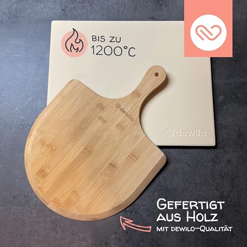 Pizzastein Dewilo mit Pizzaschaufel für Backofen und Grill