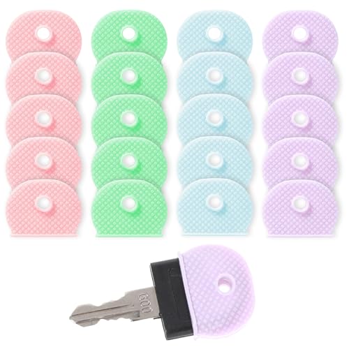 20 Stück Schlüsselkappen Halbkreisförmig Schlüssel Kappen Schlüsselmarkierung 4 Farben Schlüsselabdeckungen für Standard-Flachhausschlüssel