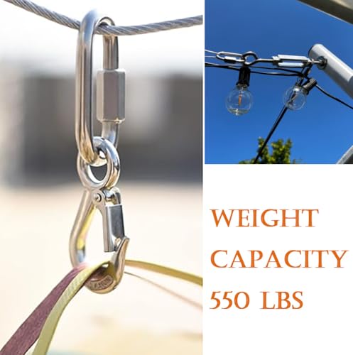 Tueascallk 10 Pcs M5 Stainless Steel Chain and Rope Quick Coupler Links, High Strength and Large Load-Bearing Locking Carabiner Connector Snaps, 2\"(L) x 1\"(w), Link Diameter 0.2\"