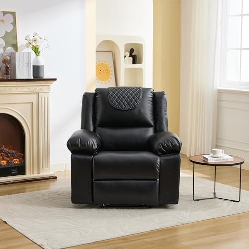 Image of Manual Recliner Chair for Adults with Heating & Massage, 135 Adjustable Reclining Lounge Chair with Side Pockets & Remote Control, Ideal for Living Room Bedroom,Black