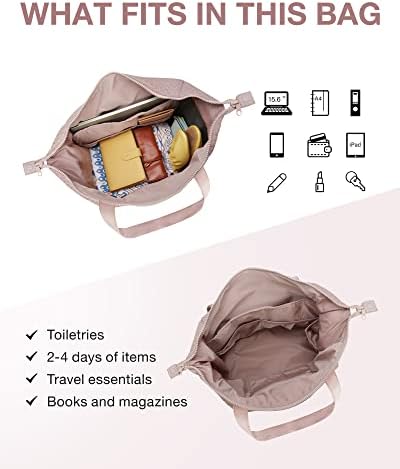 bagsmart Torba podróżna Duffle Bag, podróżna sportowa torba do przenoszenia, duża torba na noc, dla kobiet, Rosa