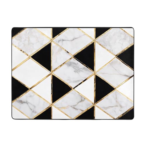 Tapis motif marbre haut de gamme antidérapant et doux pour salon - 2
