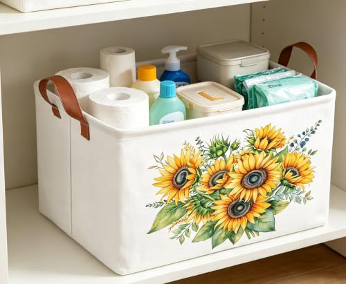 Image of Rectangle Storage Bin,Gift Basket,Room Decor(New Sunflower)
