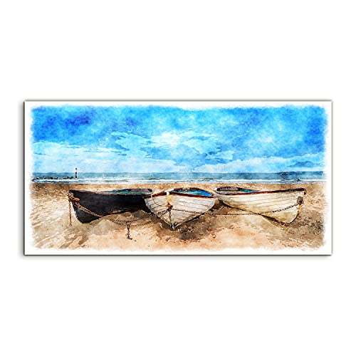 Art photo paysage de plage sur verre suspendu 140x70cm pour salon moderne