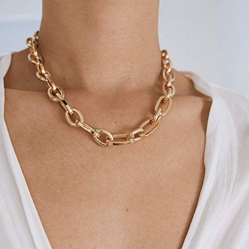 Relovet Chunky Choker Gold Chain Thick Necklace Large Link Jewelry
