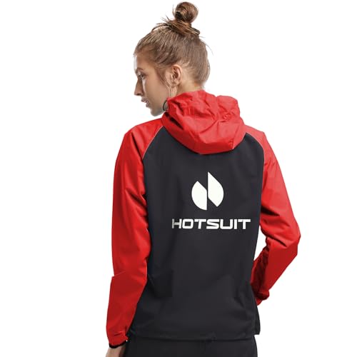 HOTSUIT Sauna Jacket for Women Odorless Sweat Jacket for Women Weight Loss Anti Rip Sauna Suit for Workout Gym, Red, L - Thumbnail 5