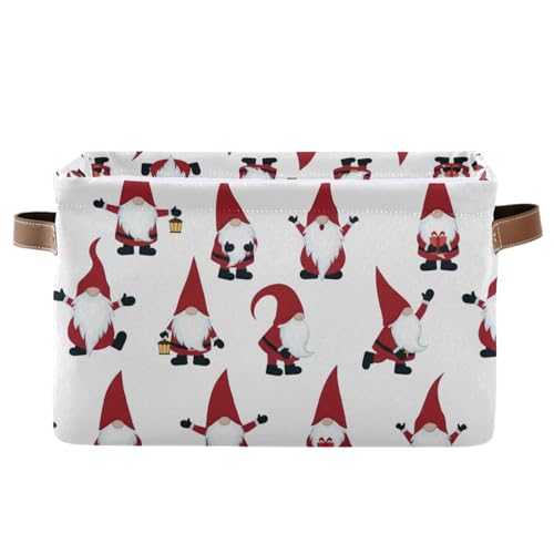 senya Christmas Basket, Large Foldable Christmas Storage Basket with Handles Christmas Gnomes Fabric Collapsible Storage Bins Organizer Bag