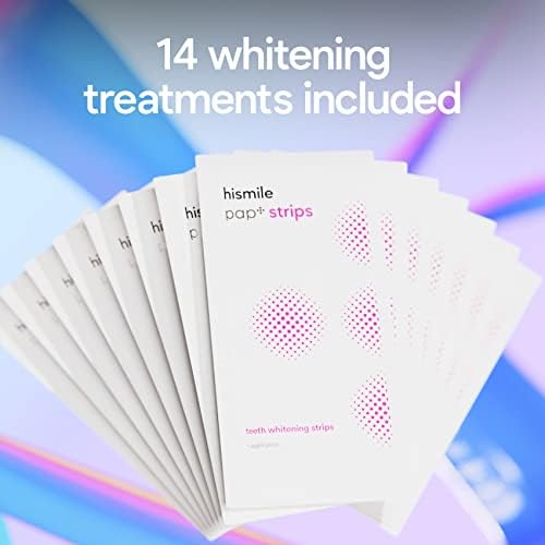 Hismile Teeth Whitening Strips, Whitening Strips for Sensitive Teeth, Peroxide Free Whitening Strips, Reduced Sensitivity Whitestrips, Dental Whitening Strips, Pack of 28 Strips, 14 Treatments