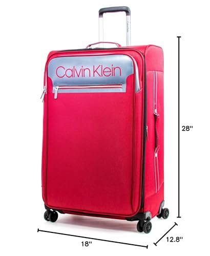 Calvin Klein Flare Softside Spinner Luggage, Grey/Red, 29 Inch4