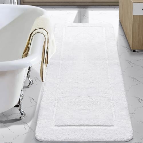 LOCHAS Luminous Non Slip Bathroom Rugs Runner 24 x 70 Inch, White