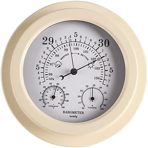 High-Precision Barometer, 8.8in Wall Hanging Aneroid Barometer 104kPa, 3 in 1 Temperature Humidity and Air Pressure, for Indoor, Outdoor, Mountaineering, Agriculture, Household Barometer