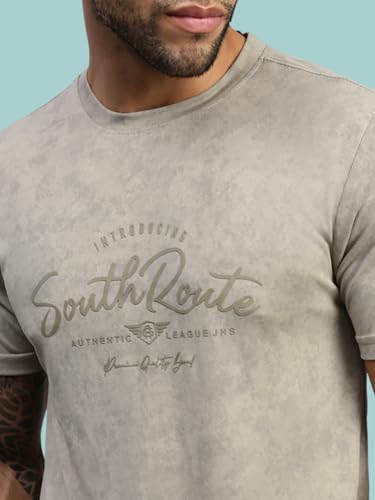 Image of Lux Nitro Men's Cloud Burst Printed Half Sleeve T-Shirt | Cotton Blend Round Neck Tee | Regular Fit Casual Wear