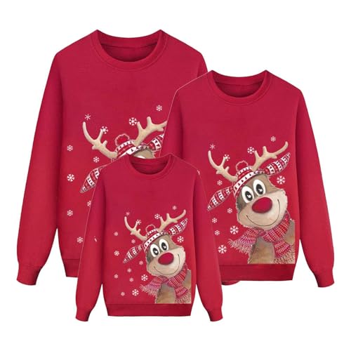 Weihnachtspullover Familie Set - Rundhals Weihnachts Sweatshirt Damen Herren Kinder Unisex Weihnachtsoutfit Winterpullover Weihnachtspulli Ugly Christmas Sweater Pärchen