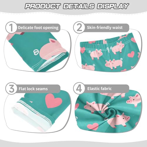 Pink Pigs Girls' Leggings Toddler Doodles Heart Kids Yoga Pants Dance Active Tights 4T3