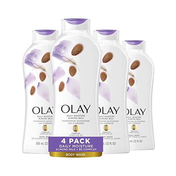 Body Wash for Women by Olay, Daily Moisture with Almond Milk Body Wash, 22 oz, (4 Count)