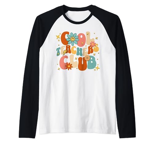 Cool Teachers Club Groovy Retro Divertido Regreso a la Escuela 2023 Camiseta Manga Raglan
