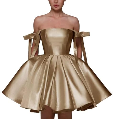 Satin Homecoming Dresses Short for Teens with Pockets Spaghetti Straps Pleated A Line Prom Dress Evening Wedding Dress