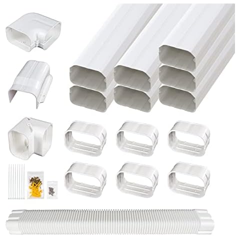 Pearwow 4" W 25Ft L Decorative PVC Line Set Cover Kit for Ductless Mini Split Air Conditioners,Heat Pumps Systems Decorative Tubing Cover Cover