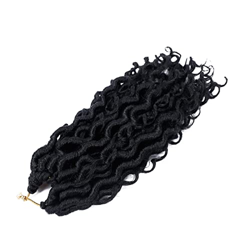 Liyate Goddess Locs Crochet Hair 12 Inch 6 Packs Faux Locs Crochet Hair For Black Women Pre Looped Soft River Locs Crochet Braids With Curly Hair Boho Hippie Locs Synthetic Hair Extensions(1B) #TOP7