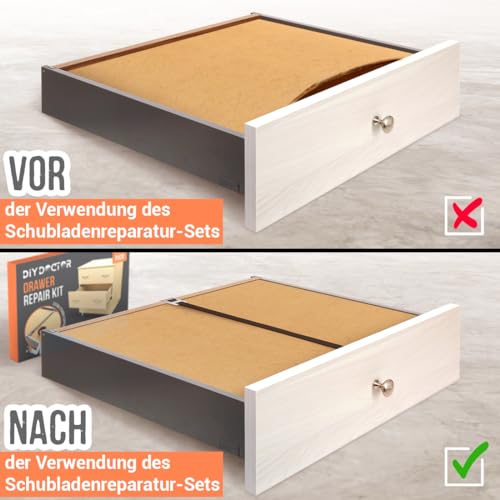 DIY Doctor Schnalle für den Schubladen Unterbau im 2er Pack– In Einer Minute die Gebogene Schublade mit Holz Werkzeuge Reparieren, 2X Schubladen-Kit