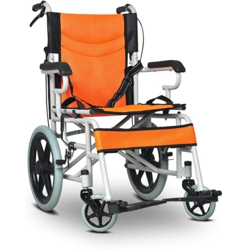 Emidor 車いす 折りたたみ式車椅子 補助車両 手押し折りたたみ式スクーター 高強度炭素鋼フレーム 移動・歩行支援 360度回転ペダル 前輪15 cm 後輪38 cm 通気性シートクッション 耐荷重100 kg 高齢者用兼用 (D)