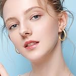 14K Gold Hoop Earrings for Women Thick Twisted Hoops Earrings Fine Weave Design 14K Gold Earring Women Jewelry 30MM - Image 2