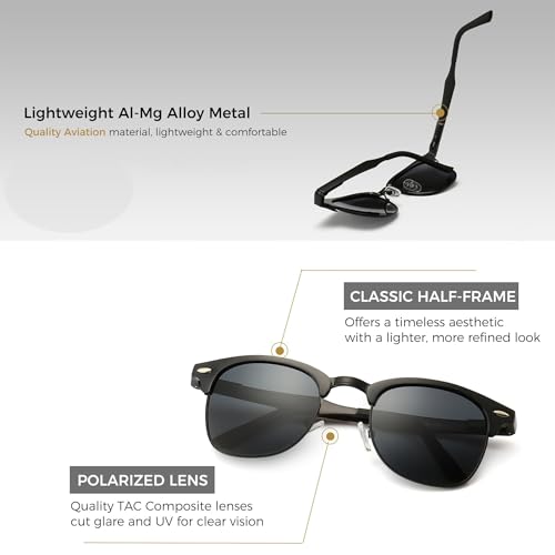 Image of SUNGAIT Polarized Sunglasses for Men and Women, Classic Half-Frame Retro Shades for Driving, Travel, and Outdoor Activities