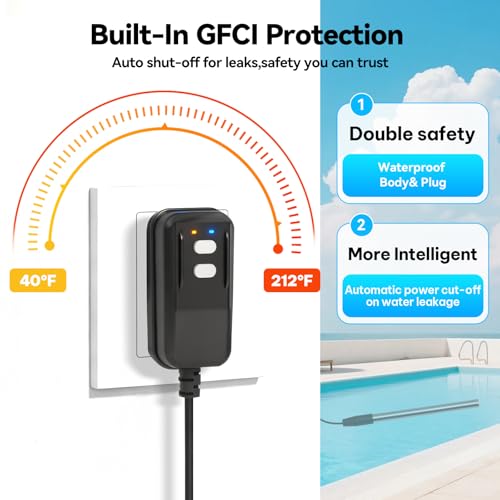 Immersion Water Heater, 1500W Electric Submersible Water Heater with GFCI, Fast Heating Bathtub Heater for Above Ground Pool, Inflatable Swim Pool, Stock Tank, Hot Tub, Camping,Baptistery,Outdoor by HYOEOVH - Image 3