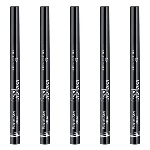 Essence | 5-Pack Black Eyeliner Pen | Longlasting & Pigmented Liquid Formula | Glide-On & Precise Application | Felt Tip Applicator | Vegan & Paraben Free | Cruelty Free #TOP10