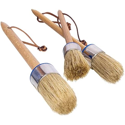 Chalk Paint Brush Set – 3 Pcs Chalk Paint for Furniture Natural Bristle Painting & Waxing Brushes, Painting Stencil, DIY Furniture, Home Decor, Card Making, DIY Art Crafts Cover