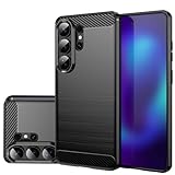 Gufuwo Case for Galaxy S26 Ultra Case, for Samsung S26Ultra, Slim Thin Carbon Fiber Phone Cover TPU Soft Back Cases Anti-Scratch Shockproof Protective Cover for Samsung Galaxy S26 Ultra Black