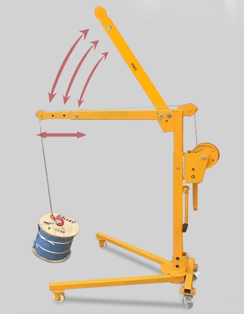 Hand-cranked Portable Mini Crane, Manual Lifting Hoist for Home Use, Easy Transport and Storage